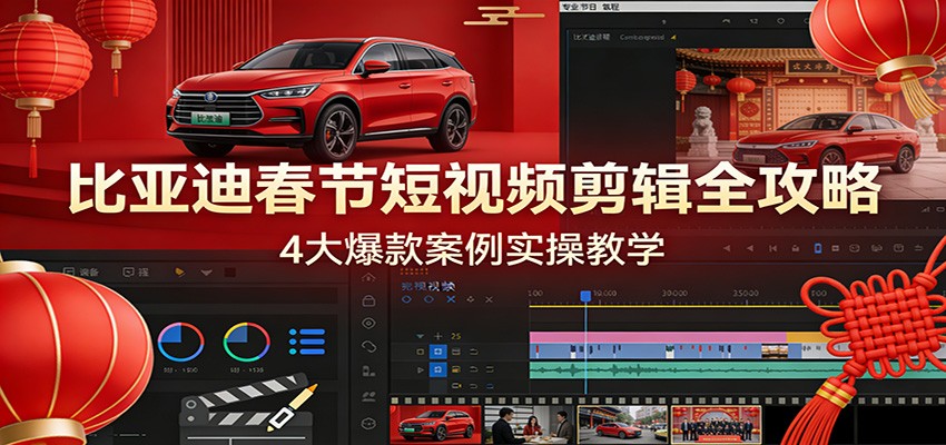 比亚迪春节短视频剪辑全攻略，4大爆款案例实操教学-超级会员网