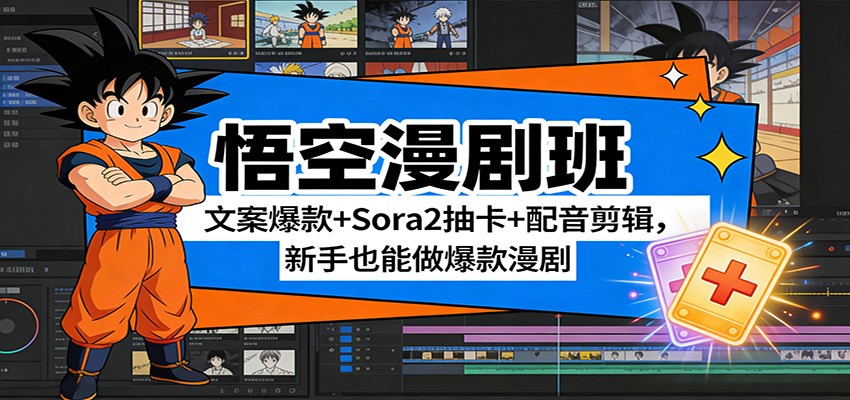 悟空漫剧班：文案爆款+Sora2抽卡+配音剪辑，新手也能做爆款漫剧-超级会员网