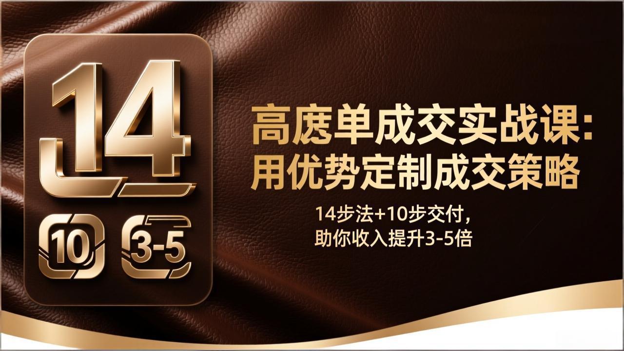 高客单成交实战课：用优势定制成交策略，14步法+10步交付，助你收入提升3-5倍-超级会员网
