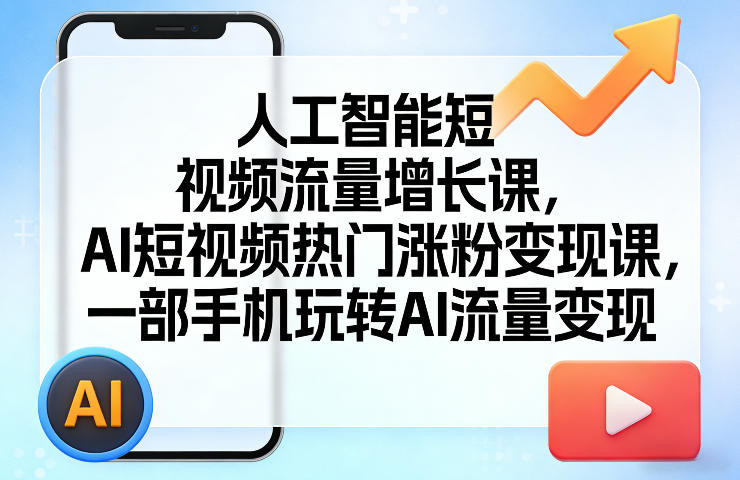 人工智能短视频流量增长课，AI短视频热门涨粉变现课，一部手机玩转AI流量变现-超级会员网