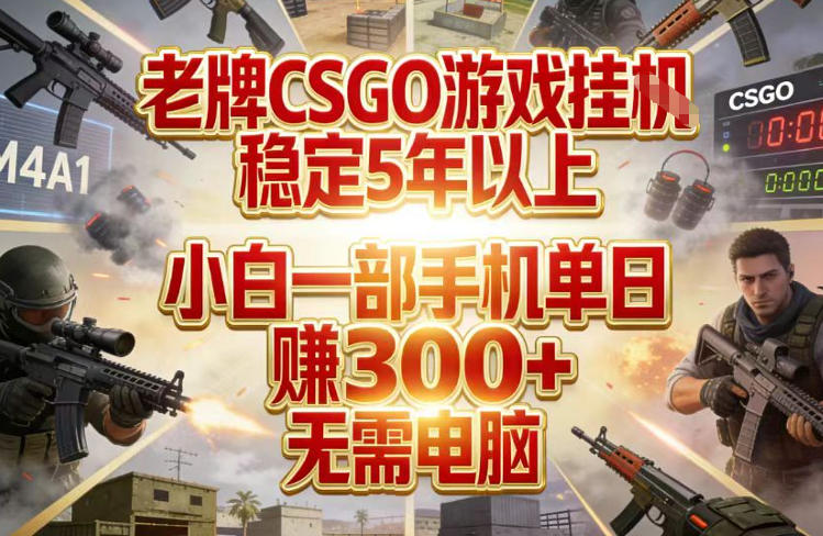 老牌CSGO游戏挂G，稳定5年以上，小白一部手机单日賺3张+，无需电脑【揭秘】-超级会员网