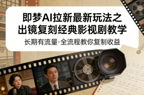 即梦AI拉新最新玩法之出镜复刻经典影视剧教学，长期有流量，全流程教你复制收益-超级会员网