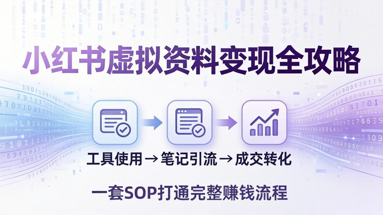 小红书虚拟资料变现全攻略：从工具使用到笔记引流成交，一套 SOP 打通完整赚钱流程-超级会员网
