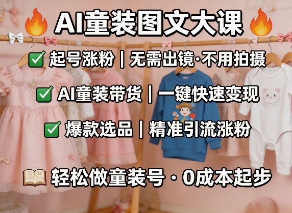 AI童装图文剪辑，某社群童装图文大课，起号涨粉、AI童装带货、爆款选品，无需出镜和拍摄-超级会员网