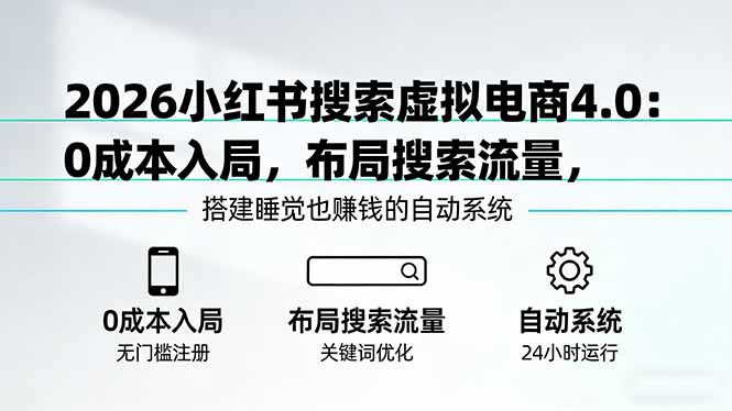 2026小红书搜索虚拟电商4.0：0成本入局，布局搜索流量，搭建睡觉也赚钱的自动系统-超级会员网