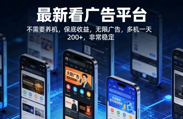 最新看广告平台，不需要养机，保底收益，无限广告，多机一天200+，非常稳定【揭秘】-超级会员网