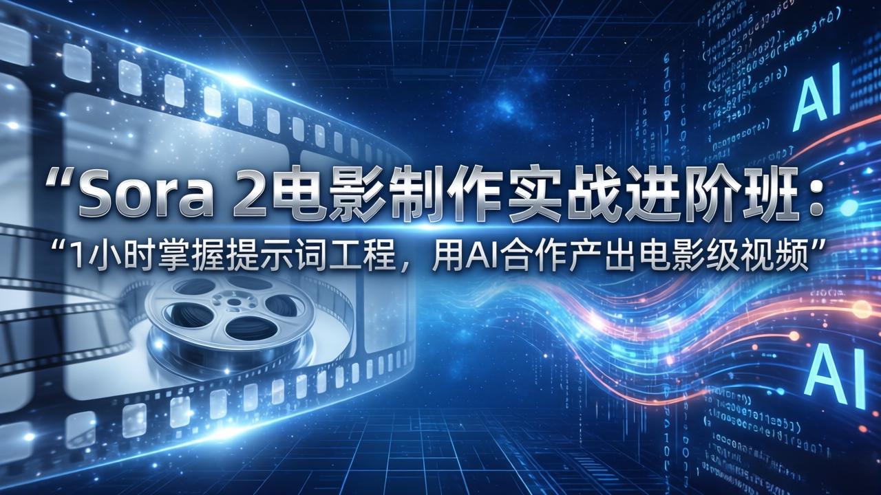 Sora 2电影制作实战进阶班：1小时掌握提示词工程，用AI合作产出电影级视频-超级会员网