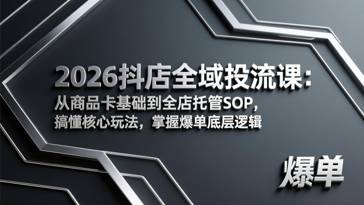 2026抖店全域投流课：从商品卡基础到全店托管SOP，搞懂核心玩法，掌握爆单底层逻辑-超级会员网