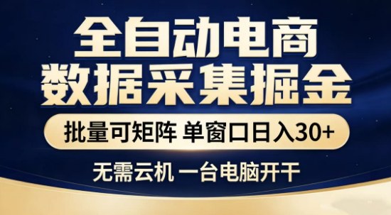 独家电商数据全自动采集项目，批量可矩阵，单窗口轻松日入3张+【揭秘】-超级会员网
