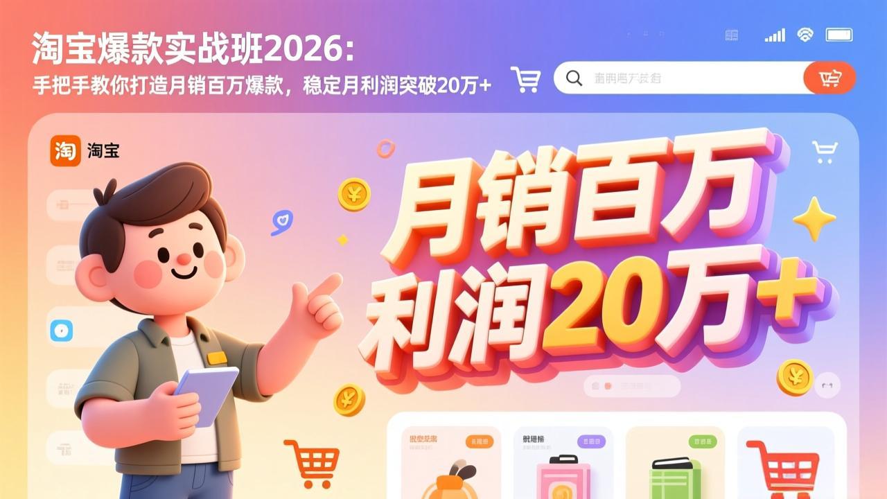 淘宝爆款实战班-2026年3月更新：手把手教你打造月销百万爆款，稳定月利润突破20万+-超级会员网