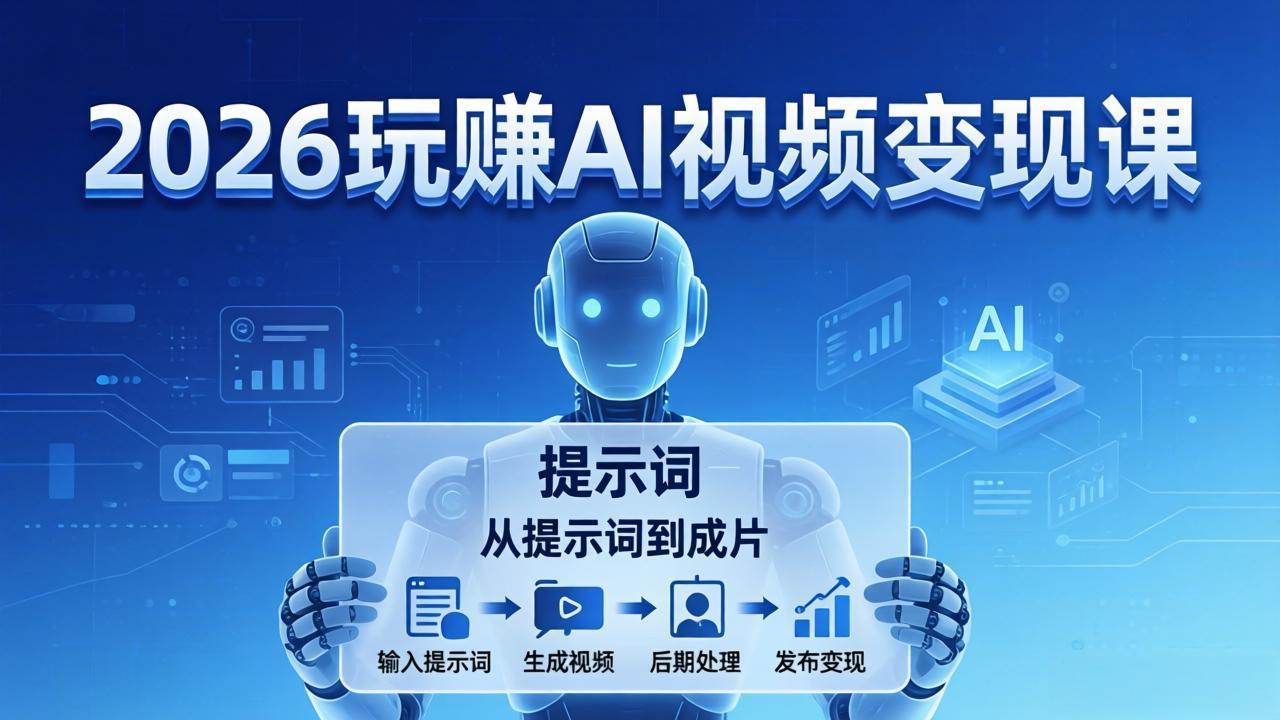 2026玩赚AI视频变现课：掌握 AI 视频全流程技能，从提示词到成片高效产出-超级会员网
