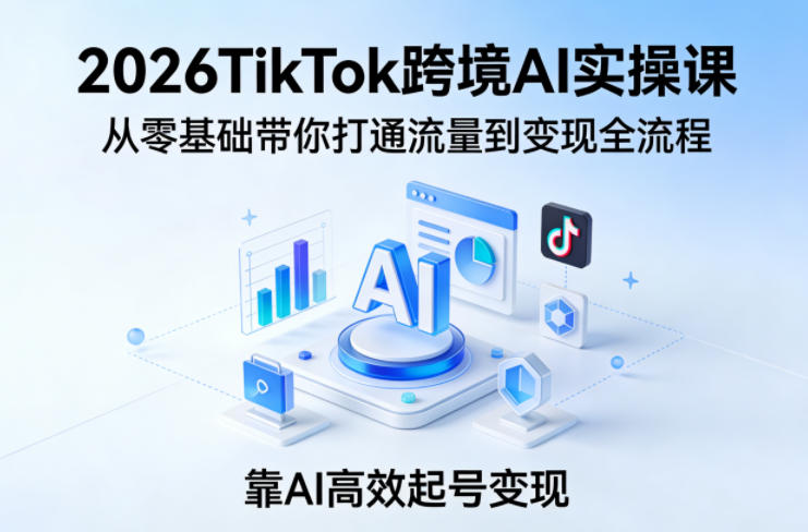 2026TikTok跨境AI实操课，从零基础带你打通流量到变现全流程，靠AI高效起号变现-超级会员网