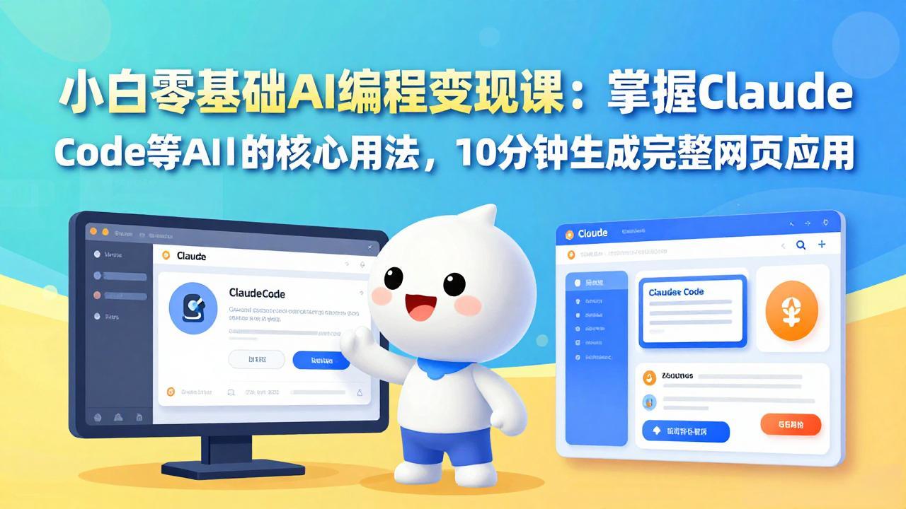 小白零基础AI编程变现课：掌握Claude Code等AI工具的核心用法，10分钟生成完整网页应用-超级会员网