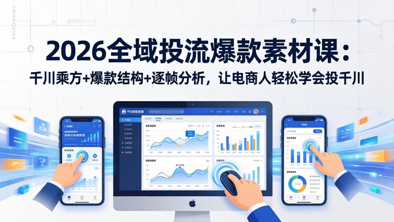 2026全域投流爆款素材课：千川乘方+爆款结构+逐帧分析，让电商人轻松学会投千川-超级会员网