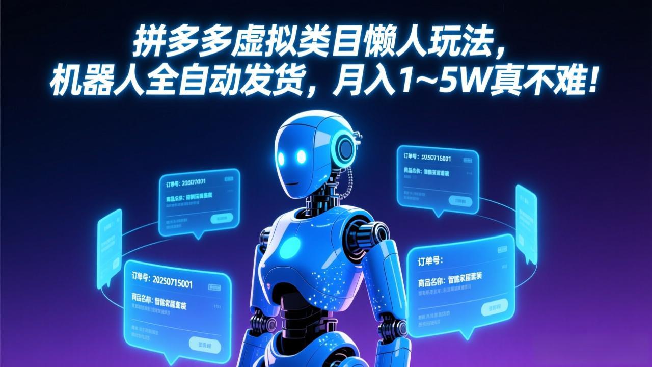 拼多多虚拟类目懒人玩法，机器人全自动发货，月入 1-5W 真不难！-超级会员网