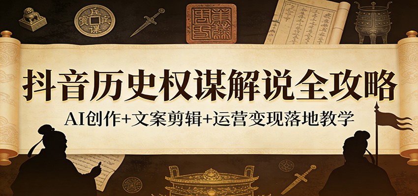 抖音历史权谋解说全攻略：AI创作+文案剪辑+运营变现落地教学-超级会员网