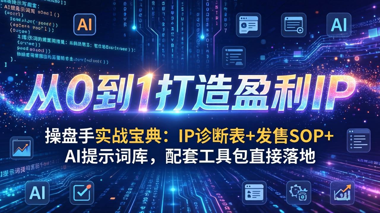 操盘手实战宝典：IP诊断表+发售SOP+AI提示词库，配套工具包直接落地，从0到1打造盈利IP-超级会员网