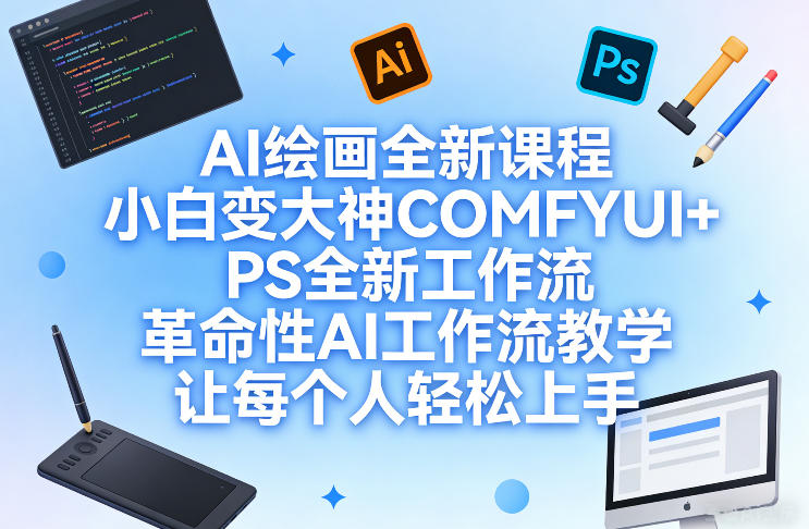 AI绘画全新课程，小白变大神COMFYUI+PS全新工作流，革命性AI工作流教学，让每个人轻松上手-超级会员网