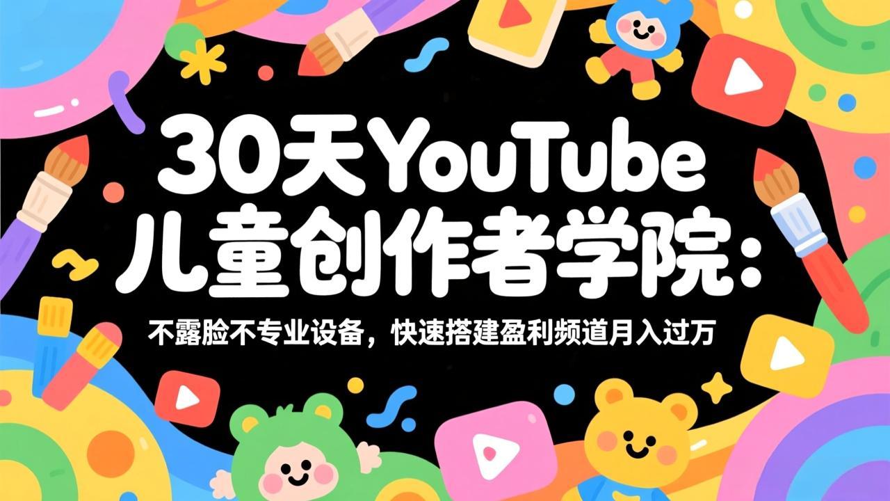 30天YouTube儿童创作者学院：不露脸不专业设备，快速搭建盈利频道月入过万-超级会员网