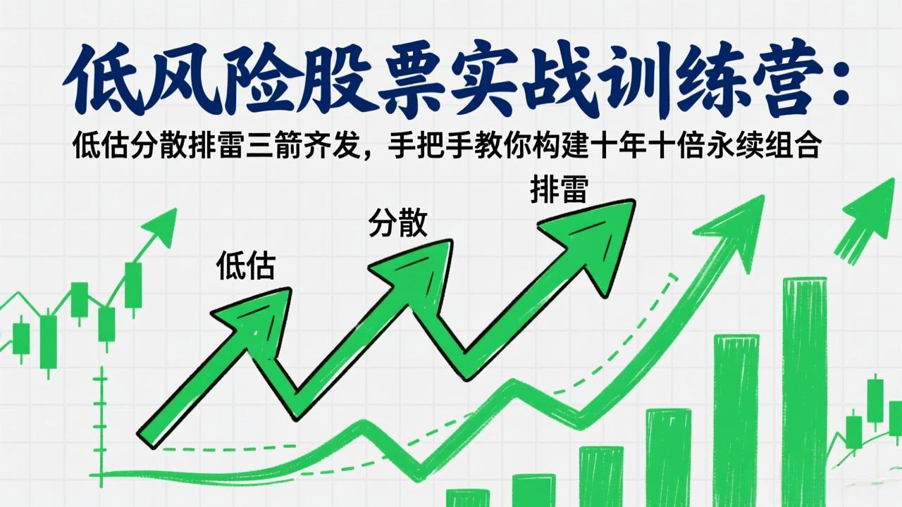 低风险股票实战训练营：低估分散排雷三箭齐发，手把手教你构建十年十倍永续组合-超级会员网