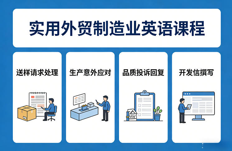 实用外贸制造业英语课程，教你专业处理送样请求、应对生产意外、回复品质投诉、撰写开发信等-超级会员网