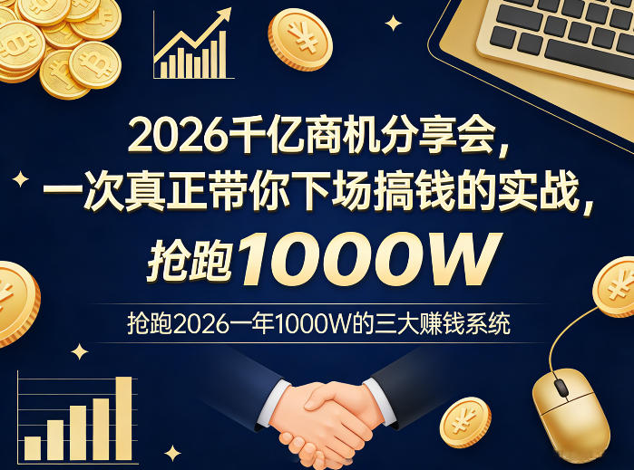2026千亿商机分享会，一次真正带你下场搞钱的实战，抢跑2026一年1000W的三大賺钱系统-超级会员网