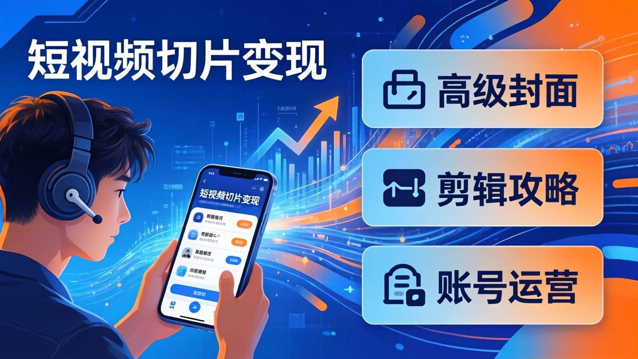 短视频切片变现速成班2.0：高级封面+剪辑攻略+账号运营，0基础小白快速入局副业-超级会员网