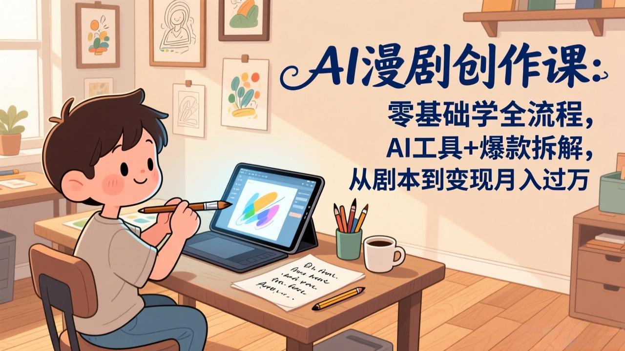 AI漫剧创作课：零基础学全流程，AI工具+爆款拆解，从剧本到变现月入过万-超级会员网