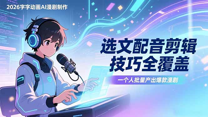 2026字字动画AI漫剧制作-1期，选文配音剪辑技巧全覆盖，一个人就能批量产出爆款漫剧-超级会员网