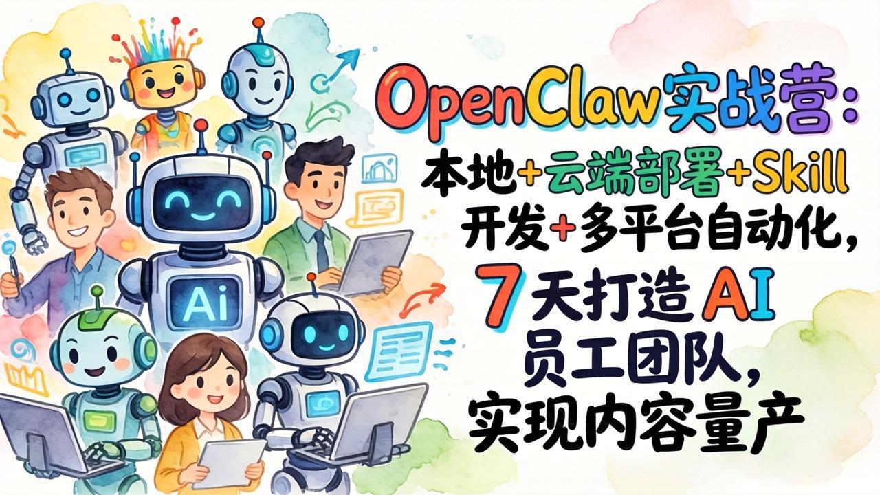 OpenClaw实战营：本地+云端部署+Skill开发+多平台自动化，7 天打造 AI 员工团队，实现内容量产-超级会员网