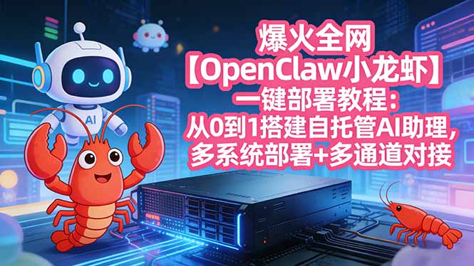 爆火全网【OpenClaw 小龙虾】一键部署教程：从0到1搭建自托管AI助理，多系统部署+多通道对接-超级会员网