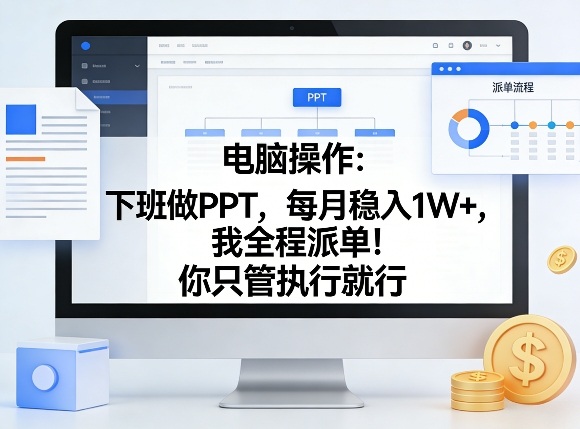 电脑操作：下班做PPT，每月稳入1W+，我全程派单！你只管执行就行【揭秘】-超级会员网