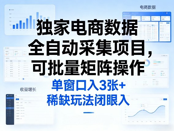 独家电商数据全自动采集项目，可批量矩阵操作，单窗口日入3张+，稀缺玩法闭眼入【揭秘】-超级会员网