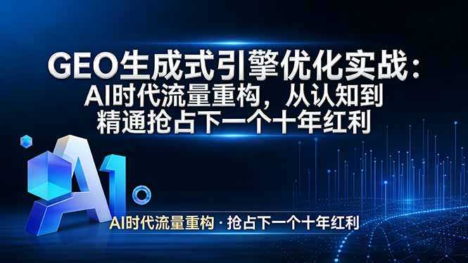 GEO 生成式引擎优化实战：AI时代流量重构，从认知到精通抢占下一个十年红利-超级会员网