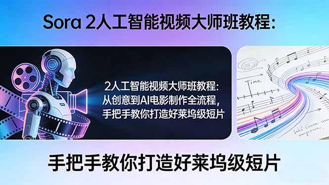Sora 2人工智能视频大师班教程：从创意到AI电影制作全流程，手把手教你打造好莱坞级短片-超级会员网