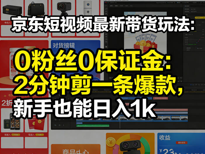 京东短视频最新带货玩法，0粉丝0保证金，2分钟剪一条爆款，新手也能日入1k+【揭秘】-超级会员网