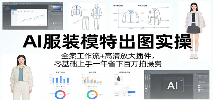 AI服装模特出图实操：全案工作流+ 高清放大插件，零基础上手一年省下百万拍摄费-超级会员网