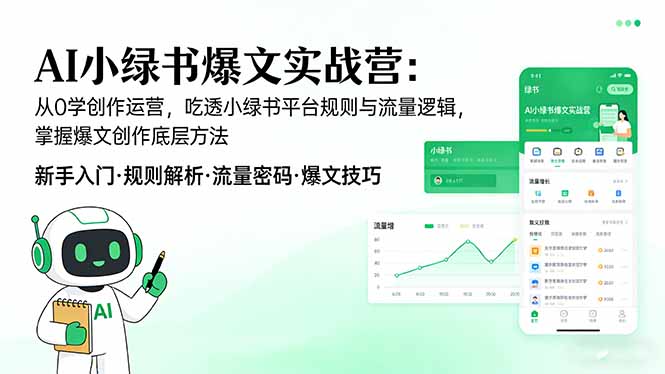 AI 小绿书爆文实战营：从0学创作运营，吃透小绿书平台规则与流量逻辑，掌握爆文创作底层方法-超级会员网