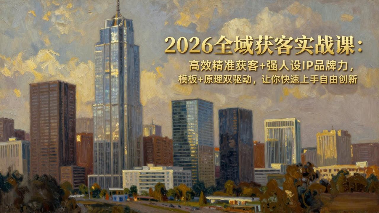 2026全域获客实战课：高效精准获客+强人设IP品牌力，模板+原理双驱动，让你快速上手自由创新-超级会员网