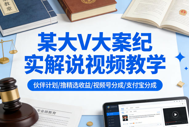 某大V大案纪实解说视频教学，可做伙伴计划、撸精选收益，视频号和支付宝分成计划均可-超级会员网