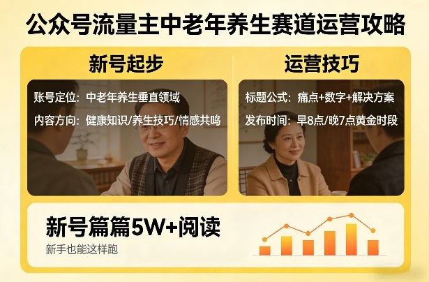 公众号流量主中老年养生赛道，新号篇篇5W+阅读，新手也能这样跑-超级会员网