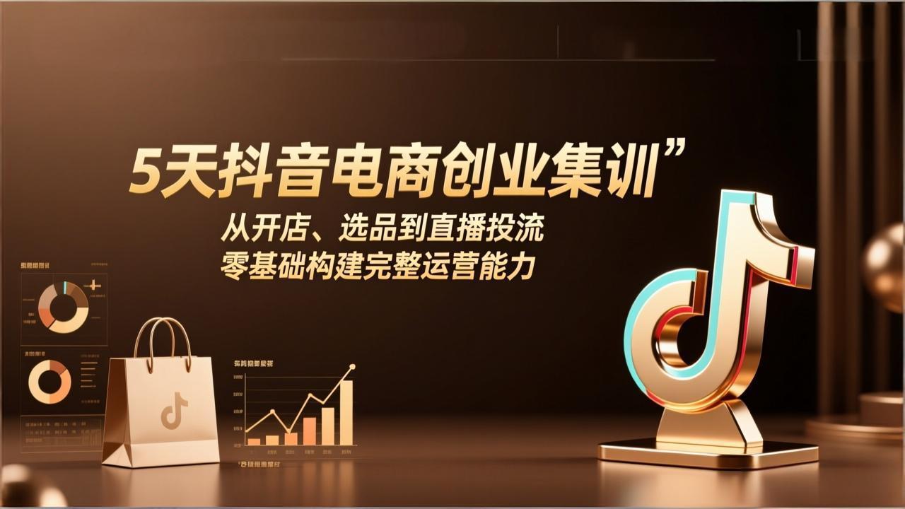 5天抖音电商创业集训：从开店、选品到直播投流，零基础构建完整运营能力-超级会员网