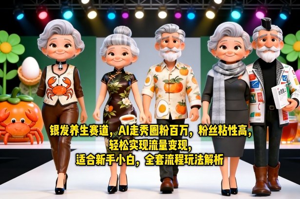 银发养生赛道，AI走秀圈粉百万，粉丝粘性高，轻松实现流量变现，适合新手小白，全套流程玩法解析-超级会员网
