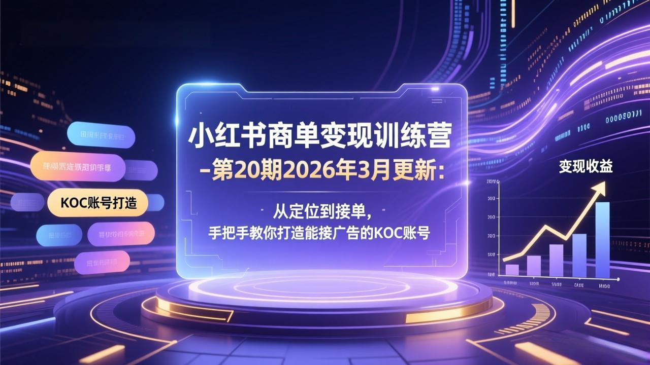 小红书商单变现训练营-第20期26年3月更新：从定位到接单，手把手教你打造能接广告的KOC账号-超级会员网