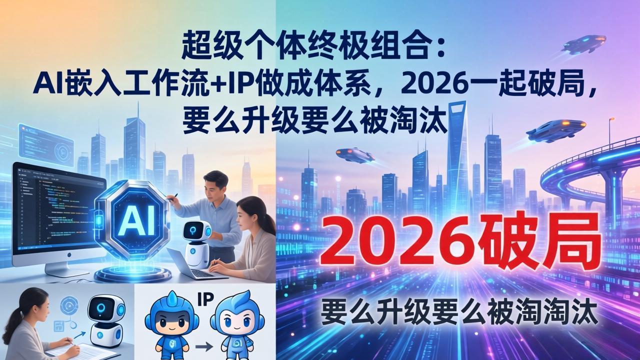 超级个体终极组合：AI嵌入工作流+IP做成体系，2026一起破局，要么升级要么被淘汰-超级会员网