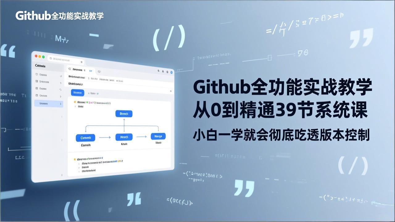 GitHub-全功能实战教学，从0到精通39节系统课，小白一学就会彻底吃透版本控制-超级会员网