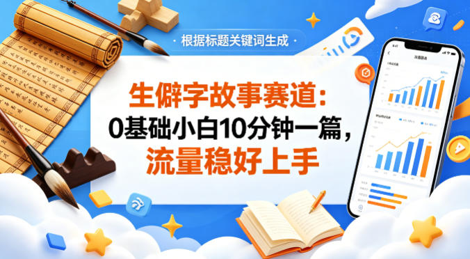 公众号流量主——生僻字故事赛道，流量稳，好上手，0基础小白也能10分钟一篇-超级会员网