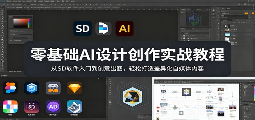 零基础AI设计创作实战教程：从SD软件入门到创意出图，轻松打造差异化自媒体内容-超级会员网