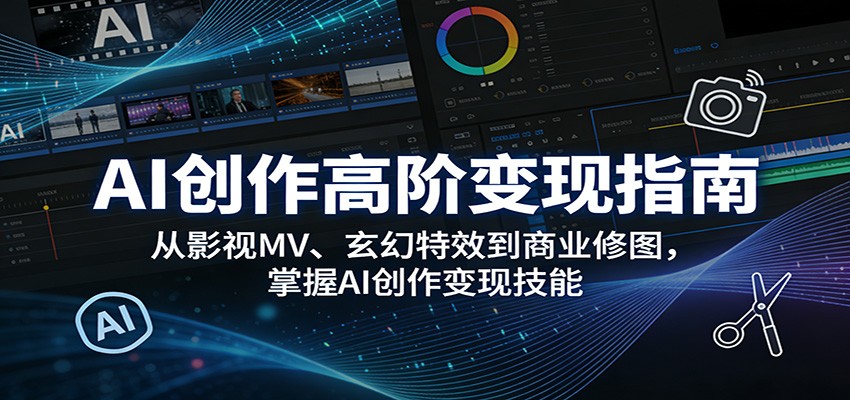 AI创作高阶变现指南：从影视MV、玄幻特效到商业修图，掌握AI创作变现技能-超级会员网