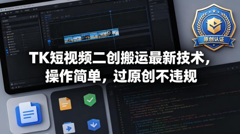 TK短视频二创搬运最新技术，操作简单，过原创不违规-超级会员网